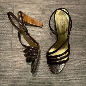 New Coach Brown Snake Sandals, 7.5